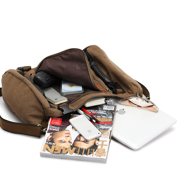 Men Canvas Backpack Huge Travel School Shoulder Computer Backpack Functional Versatile Bags Multifunctional Laptop Bag - Image 3