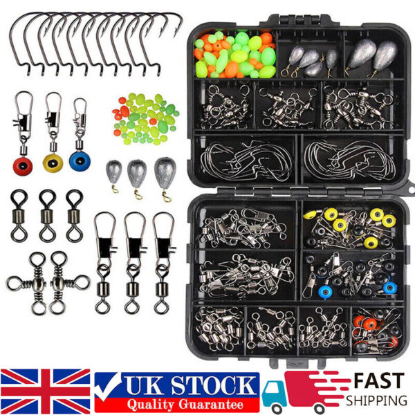 160pcs Carp Fishing Tackle Accessories Kit Lead Clips Carp Swivels Hooks Beads - Image 5