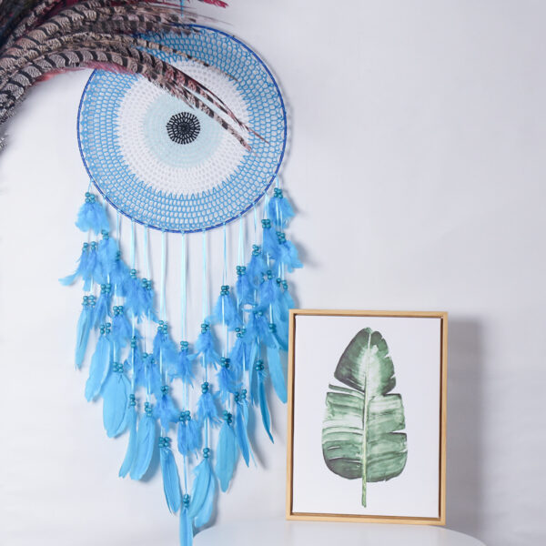 Blue Enchantress 40CM Concentric Circle Goose Feather Dream Catcher - Image 4