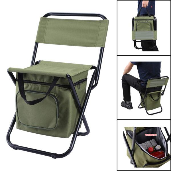 Folding Fishing Chair Backpack Insulation with Cooler Bag Portable Folding Beach Chair Seat Camping Chairs Folding Stool Chair - Image 2