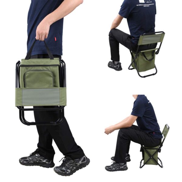 Folding Fishing Chair Backpack Insulation with Cooler Bag Portable Folding Beach Chair Seat Camping Chairs Folding Stool Chair - Image 5