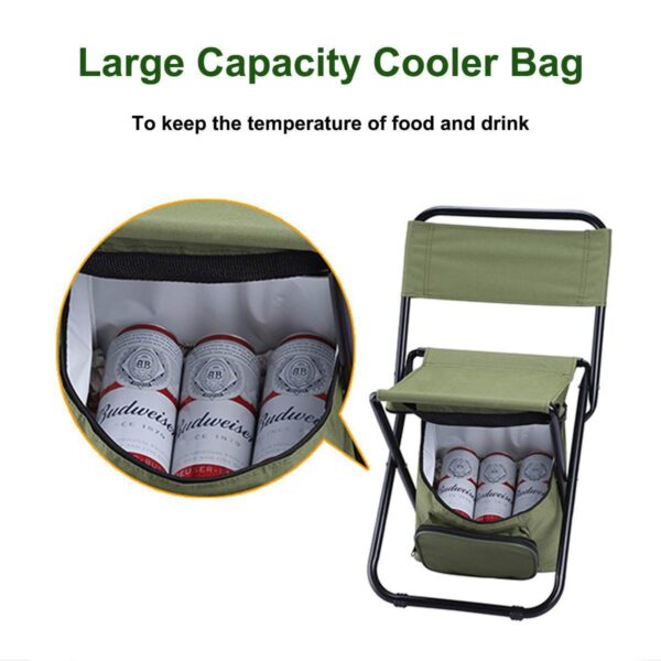 Folding Fishing Chair Backpack Insulation with Cooler Bag Portable Folding Beach Chair Seat Camping Chairs Folding Stool Chair - Image 4
