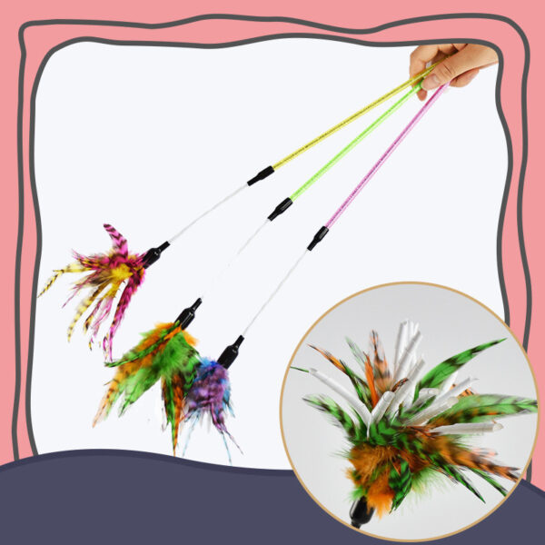 Paper Wool Spiral Feather Rod Funny Cat Stick - Image 2