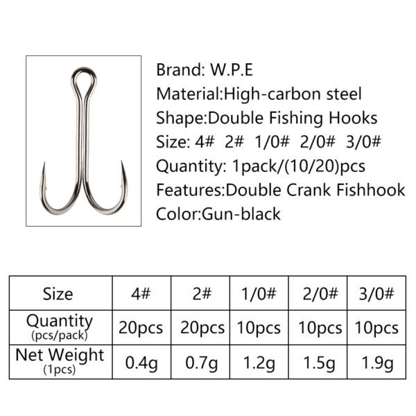 Luya Two Anchor Hook Two Ben Hook Thunder Frog Hook Fish Hook Chicken Claw Hook Black Fish Hook Professional Thunder Frog Fishing Tackle - Image 2