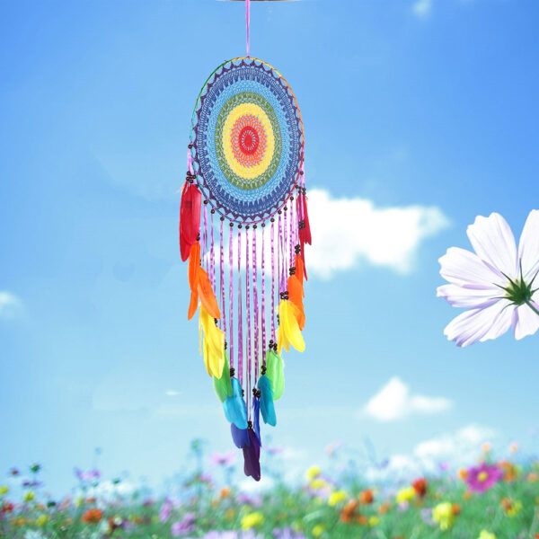 New Ms0004 Colorful Feather Indian Dream Catcher Creative Home Decoration Pendant 40 Cm Large Circle