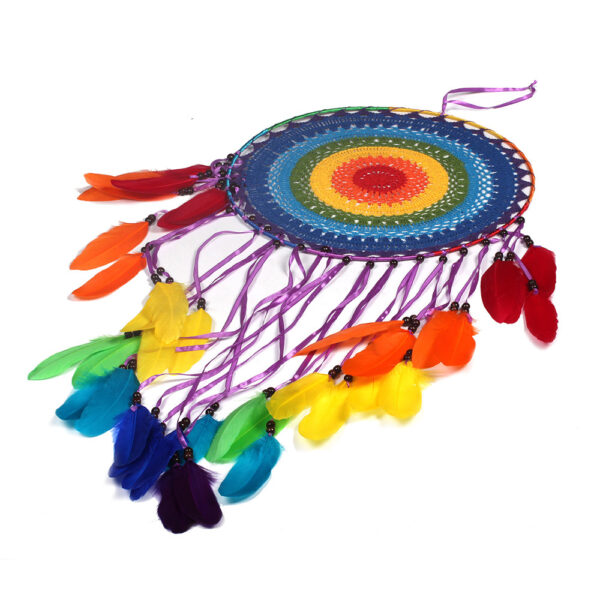 New Ms0004 Colorful Feather Indian Dream Catcher Creative Home Decoration Pendant 40 Cm Large Circle - Image 3