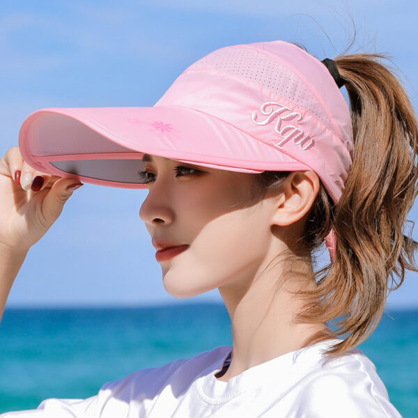 Sun Hat Summer Big Along The Anti-Ultraviolet Sun Hat Biking Sun Protection Sun Hat Outdoor Hollow Top Hat - Image 2