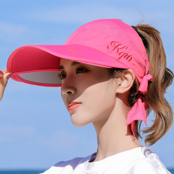 Sun Hat Summer Big Along The Anti-Ultraviolet Sun Hat Biking Sun Protection Sun Hat Outdoor Hollow Top Hat - Image 5