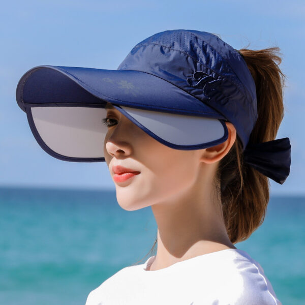 Sun Hat Summer Big Along The Anti-Ultraviolet Sun Hat Biking Sun Protection Sun Hat Outdoor Hollow Top Hat - Image 6