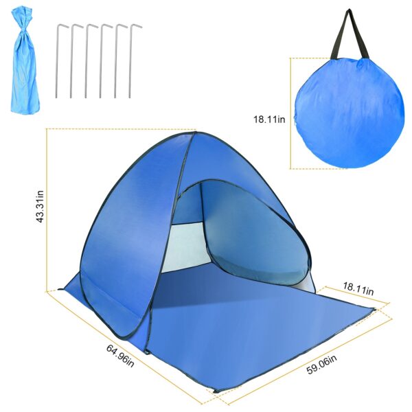Pop-up Beach Tent, Sunshade, UV-proof Automatic Waterproof Tent For 2-3 People, With Mesh Window Storage Bag, Suitable For Outdoor Beach, Camping, Fishing, Park, Lake, Banned From Sale On Walmart - Image 6