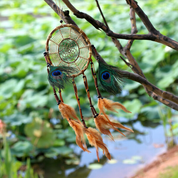 Handmade linen rope bamboo loop dream catcher - Image 3