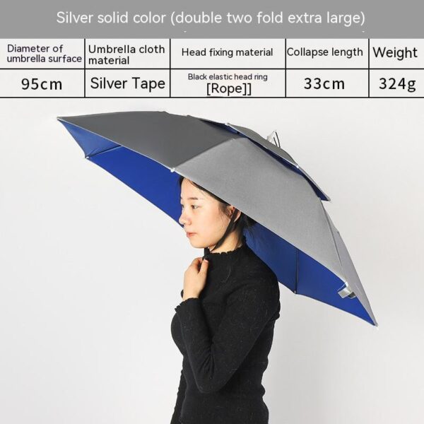 Headworn Double Layer Windproof And Rainproof Fishing Umbrella Hat - Image 5