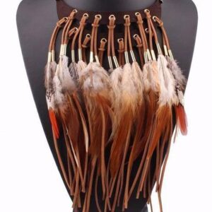 Boho Indie Choker Feather Necklace