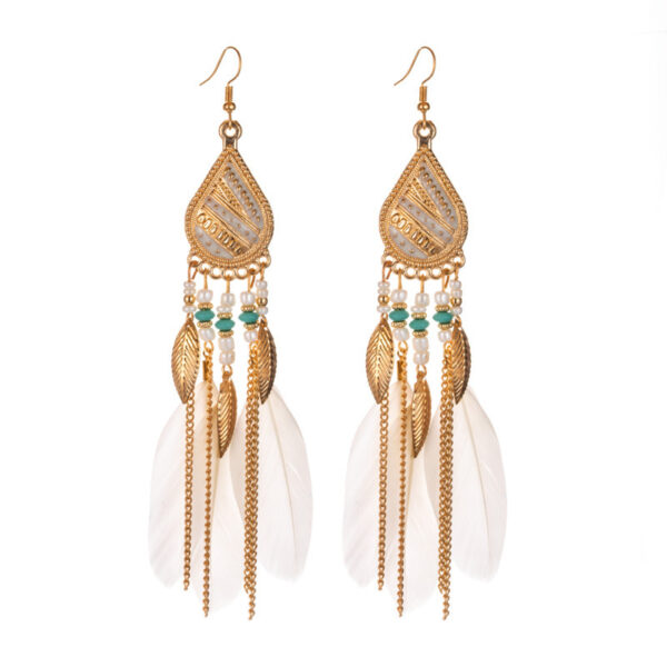 Feather earrings and pearl earrings - Image 4