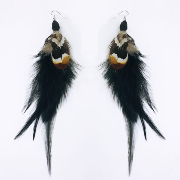 Antique Bohemian Peacock Feather Earrings - Image 5