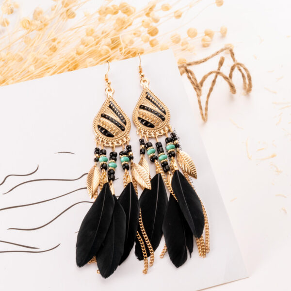 Feather earrings and pearl earrings - Image 2