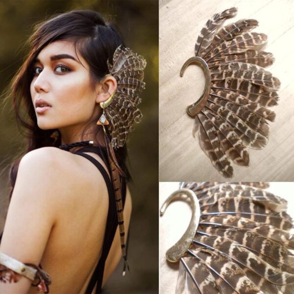 Vintage Boho Feather Clip Earring - Image 6