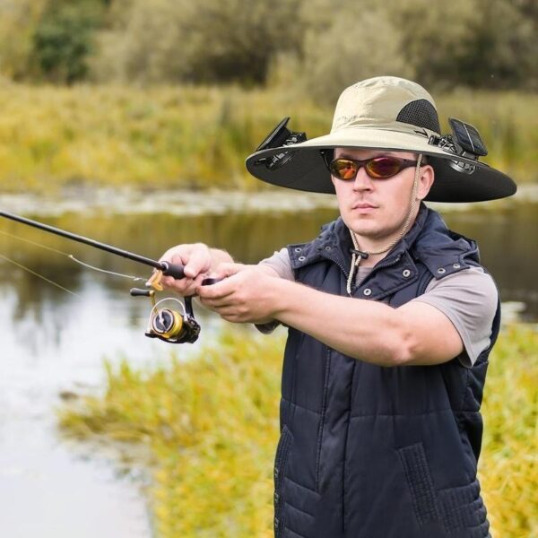 2025 New Solar Fan Outdoor Fishing Hat-Solar Sun Protection Sun Hat With Fan Solar Fan Hat Dual Power Supply Fan Outdoor Fan Solar Powered Outdoor Fishing Hat - Image 6