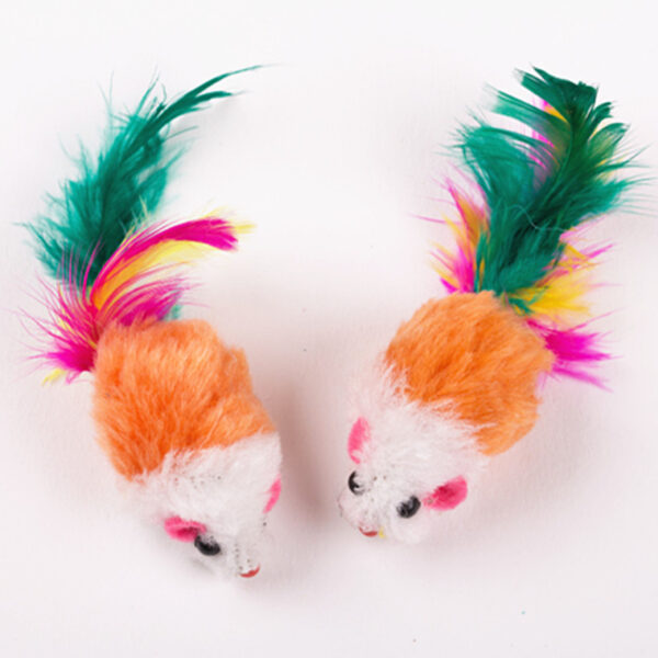 Colored feather tail mouse toy - Image 3