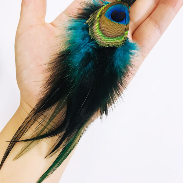 Antique Bohemian Peacock Feather Earrings - Image 2
