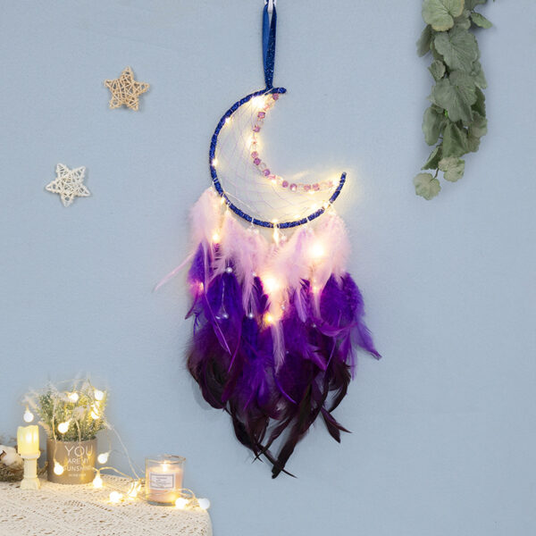 New Moon Dreamcatcher Single Ring Feather Ornaments Pendant - Image 3