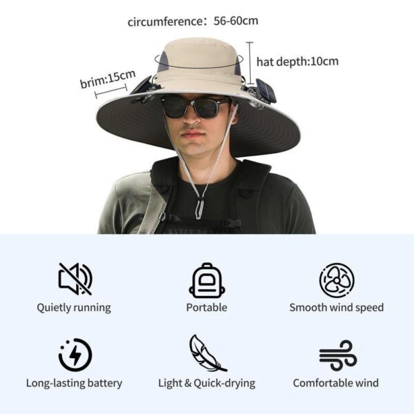 2025 New Solar Fan Outdoor Fishing Hat-Solar Sun Protection Sun Hat With Fan Solar Fan Hat Dual Power Supply Fan Outdoor Fan Solar Powered Outdoor Fishing Hat - Image 4
