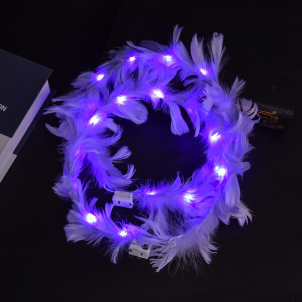 Glowing Goose Feather Wreath Angel Glitter Headdress - Image 3
