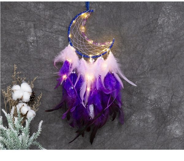 New Moon Dreamcatcher Single Ring Feather Ornaments Pendant - Image 5