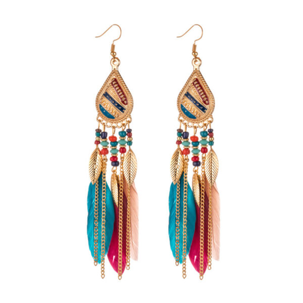 Feather earrings and pearl earrings - Image 3
