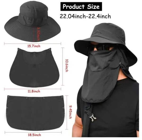 Wide Brim Sun Hat UV Protection Bucket Cap For Hiking Camping Fishing Safari Men - Image 5