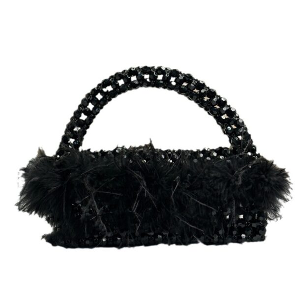 Large Ostrich Feather Handmade Beaded Fall Winter Fashion Feather Handbag - Image 8