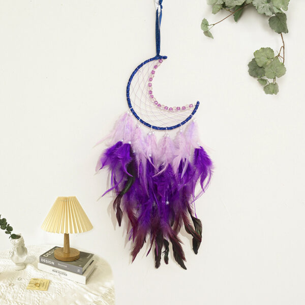 New Moon Dreamcatcher Single Ring Feather Ornaments Pendant