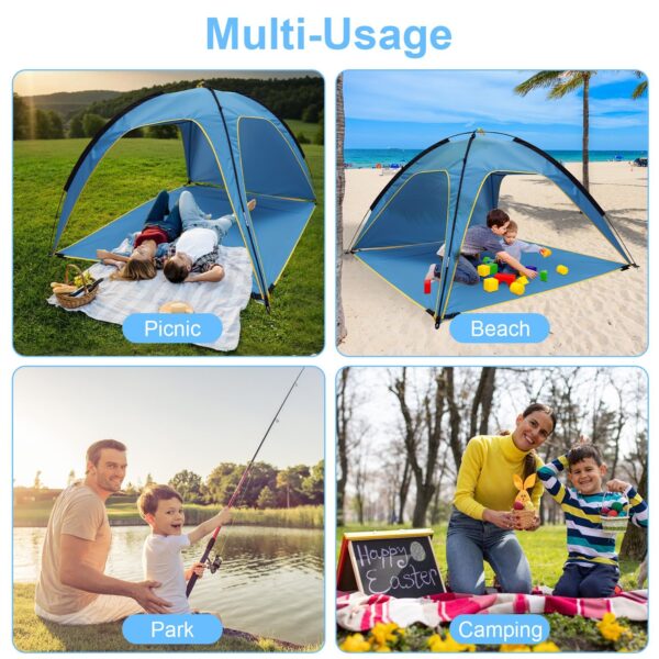 1Pc 4-6 Person Beach Tent Canopy  With 3 Door Openings Carry Bag UPF50 Waterproof  For Beach Picnic Camping Hiking Adventure Fishing - Image 9