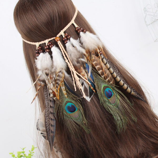 Indian Bohemian Feather Headband - Image 2