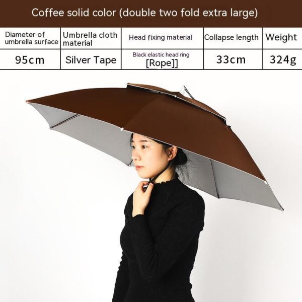 Headworn Double Layer Windproof And Rainproof Fishing Umbrella Hat - Image 2
