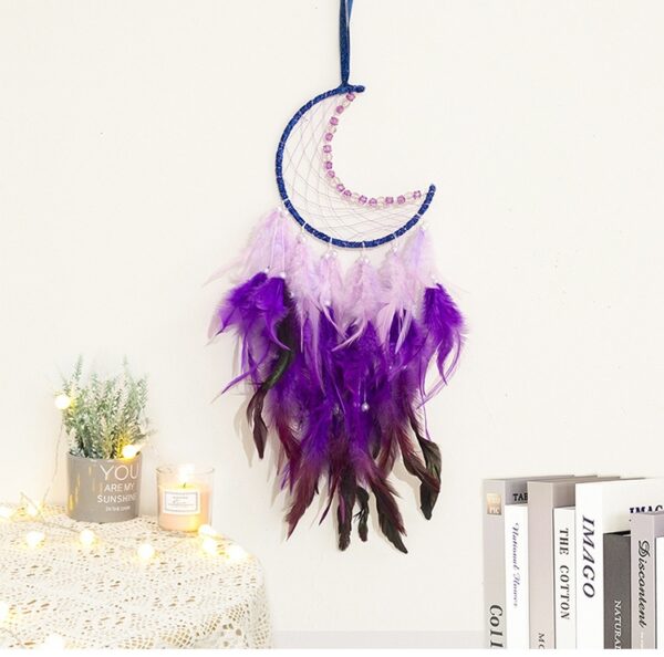 New Moon Dreamcatcher Single Ring Feather Ornaments Pendant - Image 2