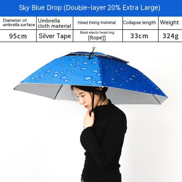 Headworn Double Layer Windproof And Rainproof Fishing Umbrella Hat - Image 4
