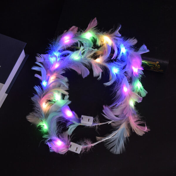 Glowing Goose Feather Wreath Angel Glitter Headdress - Image 4