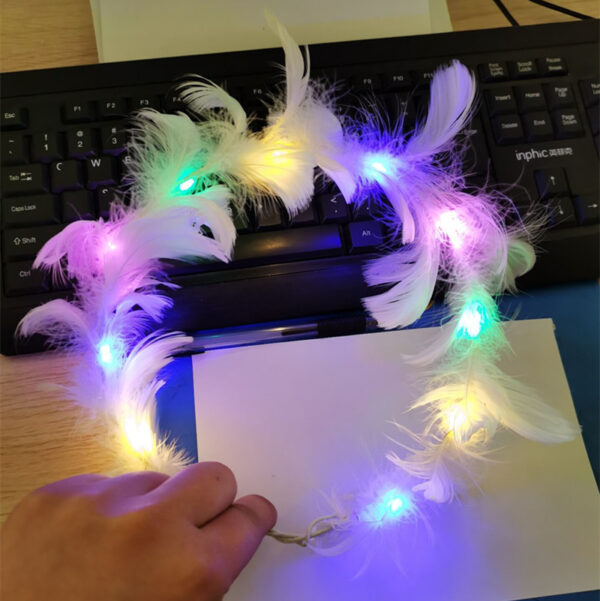 Glowing Goose Feather Wreath Angel Glitter Headdress - Image 5