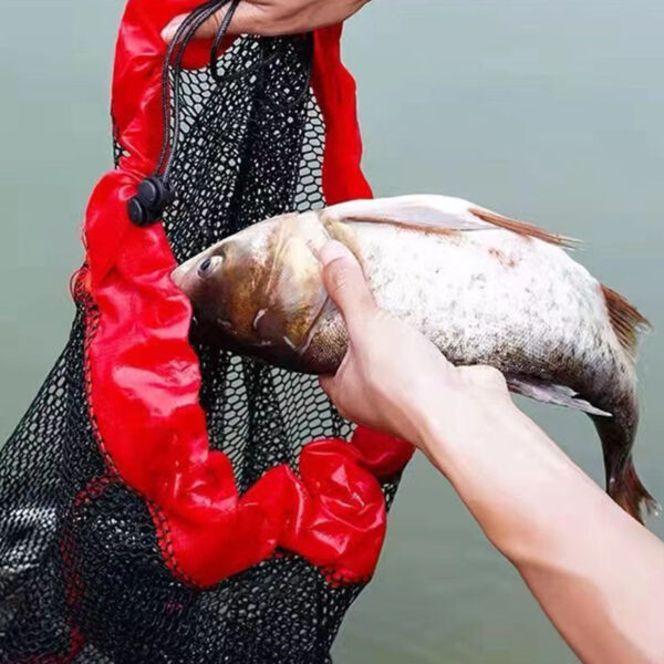 Portable Wild Fishing Drawstring Grain Wheat Fishnet Bag Encryption Mesh Oxford Cloth Edge Sealing Fish Protection Mini Fishnet Bag - Image 2
