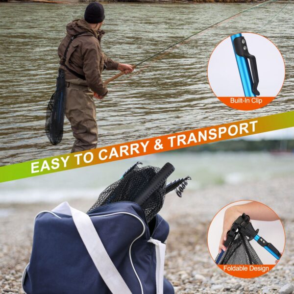 1Pc Foldable Fishing Net With Aluminum Alloy Rod EVA Handle Durable 5MM Hexagonal Nano Coating Nylon Mesh Collapsible Landing Net Safe Fish Catching Or Releasing - Image 3