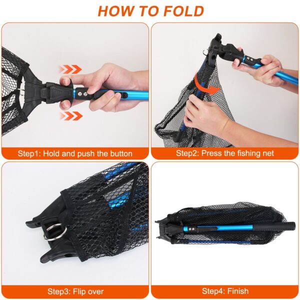 1Pc Foldable Fishing Net With Aluminum Alloy Rod EVA Handle Durable 5MM Hexagonal Nano Coating Nylon Mesh Collapsible Landing Net Safe Fish Catching Or Releasing - Image 5