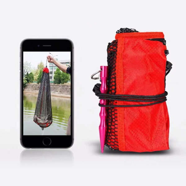 Portable Wild Fishing Drawstring Grain Wheat Fishnet Bag Encryption Mesh Oxford Cloth Edge Sealing Fish Protection Mini Fishnet Bag - Image 4