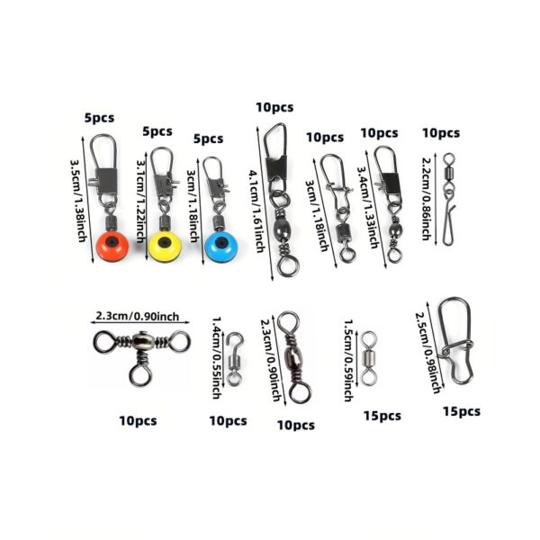 115 Pieces Fishing Connector Swivel Boxed Rotating Sea Bean Weever Trout Seawater - Image 4