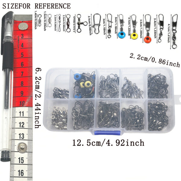 115 Pieces Fishing Connector Swivel Boxed Rotating Sea Bean Weever Trout Seawater - Image 3