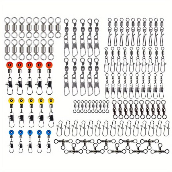115 Pieces Fishing Connector Swivel Boxed Rotating Sea Bean Weever Trout Seawater - Image 5