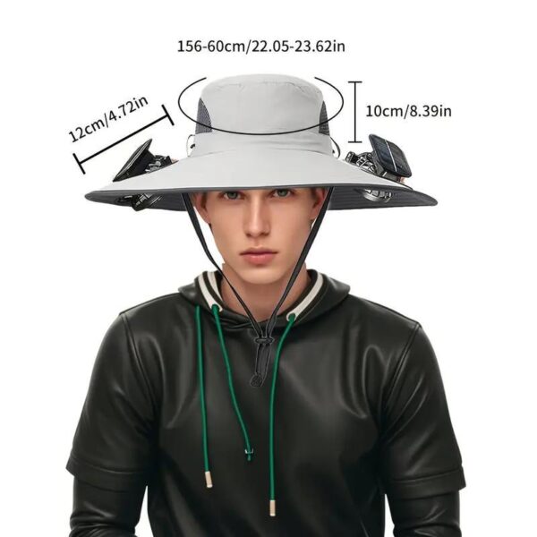 Unisex Solar Powered Black Fan Outdoor Fishing Wide Brim Sun Hat For Camping And Work - Image 8