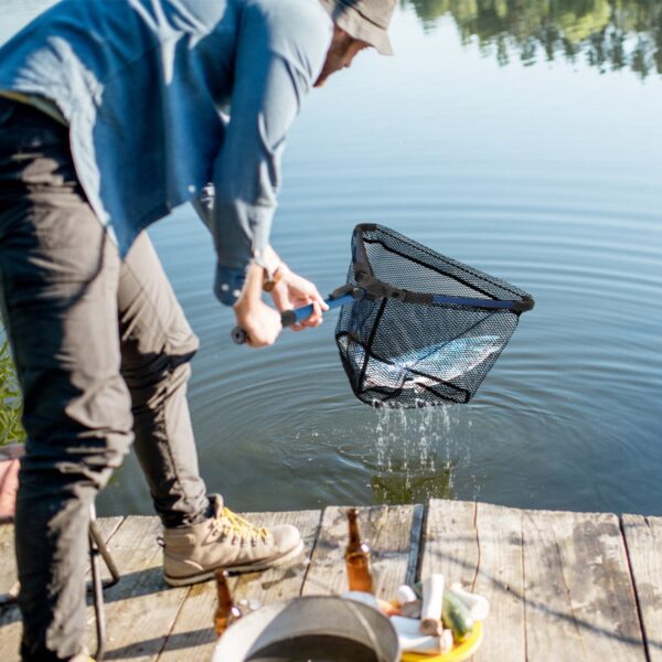 1Pc Foldable Fishing Net With Aluminum Alloy Rod EVA Handle Durable 5MM Hexagonal Nano Coating Nylon Mesh Collapsible Landing Net Safe Fish Catching Or Releasing - Image 9