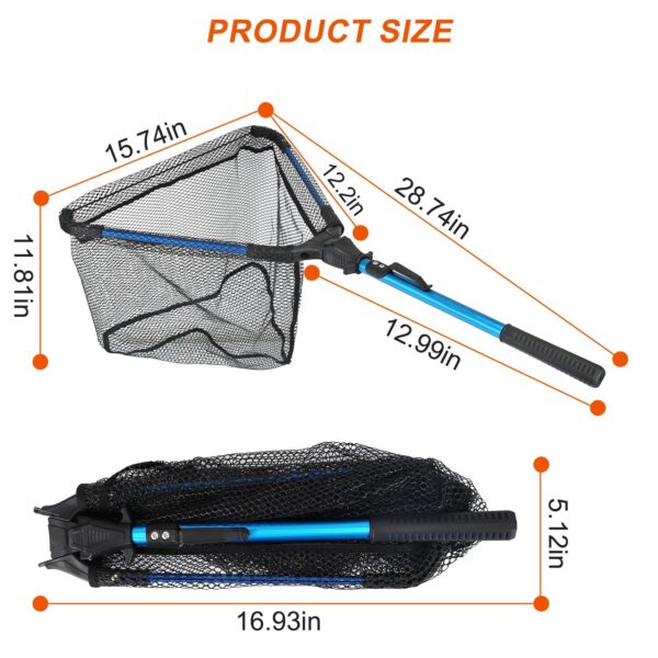 1Pc Foldable Fishing Net With Aluminum Alloy Rod EVA Handle Durable 5MM Hexagonal Nano Coating Nylon Mesh Collapsible Landing Net Safe Fish Catching Or Releasing - Image 2